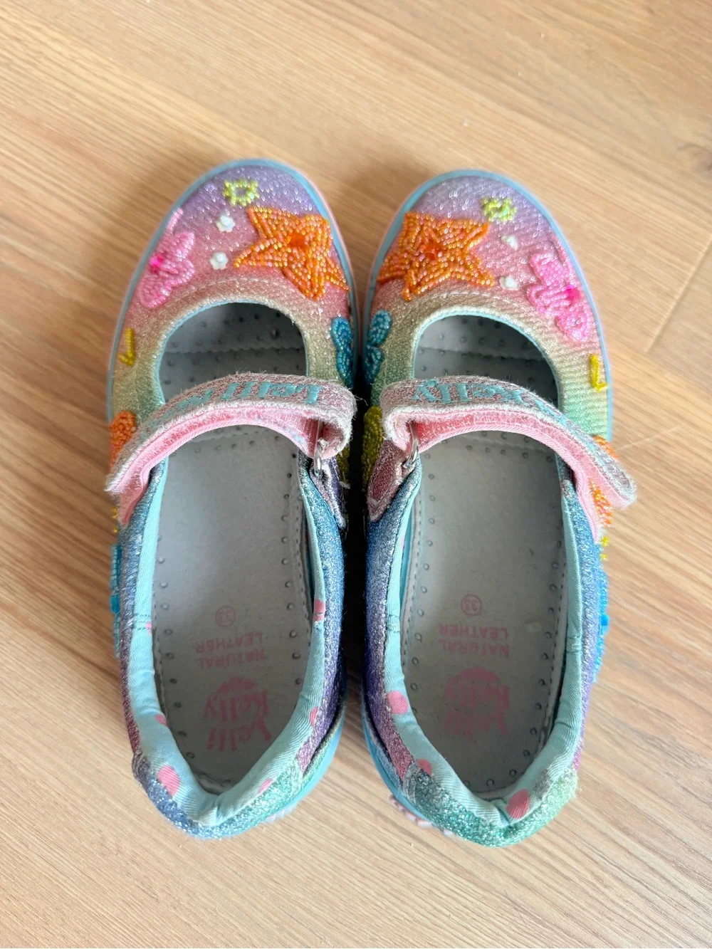 Lelli Kelly Girls' Pastel Rainbow Sparkle Mary Janes - Size 2